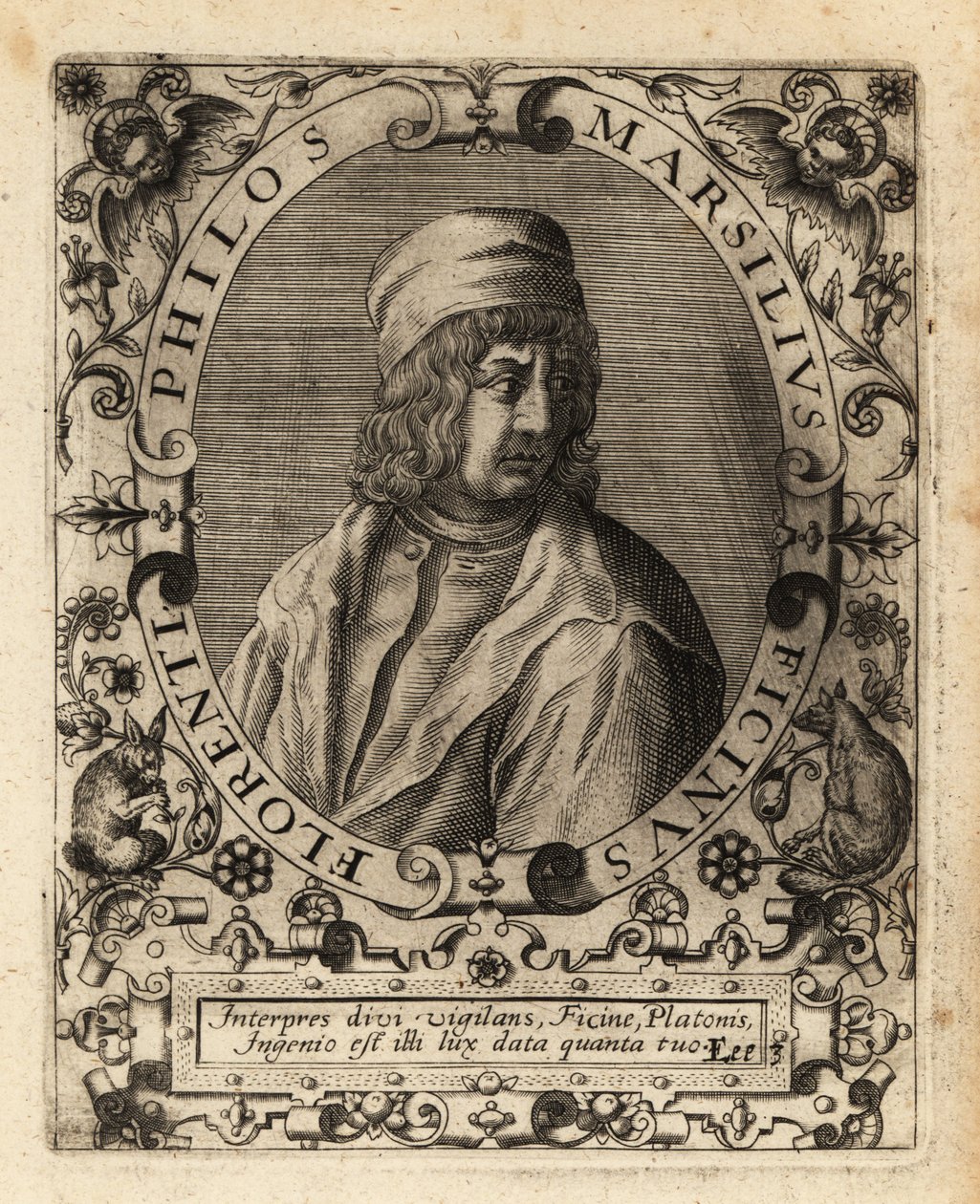 ಮಾರ್ಸಿಲಿಯೊ ಫಿಸಿನೊ, ಇಟಾಲಿಯನ್ ವಿದ್ವಾಂಸ.ಟರ್ಕ್ by Theodore de Bry