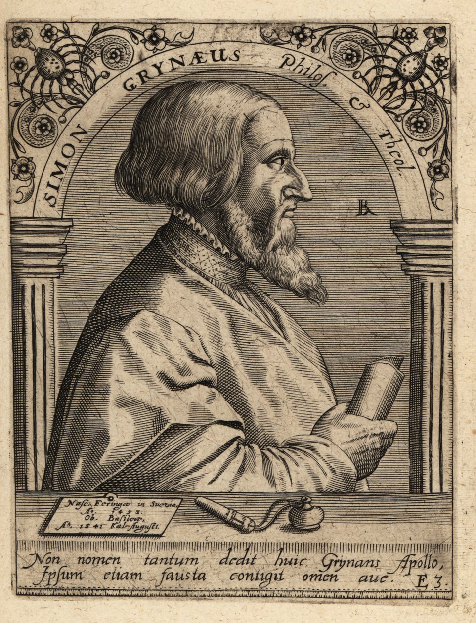 Simon Griner; 1493-1541, Alman bilgin. by Theodore de Bry