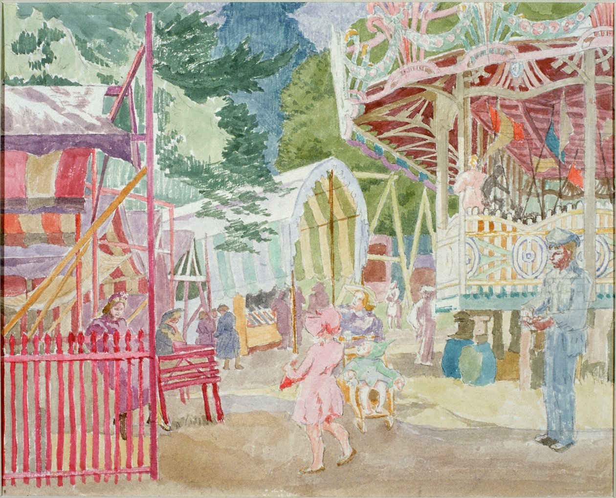 The Fair at Bath (kağıda kalem ve suluboya (karta yapıştırılır)) by Therese Lessore