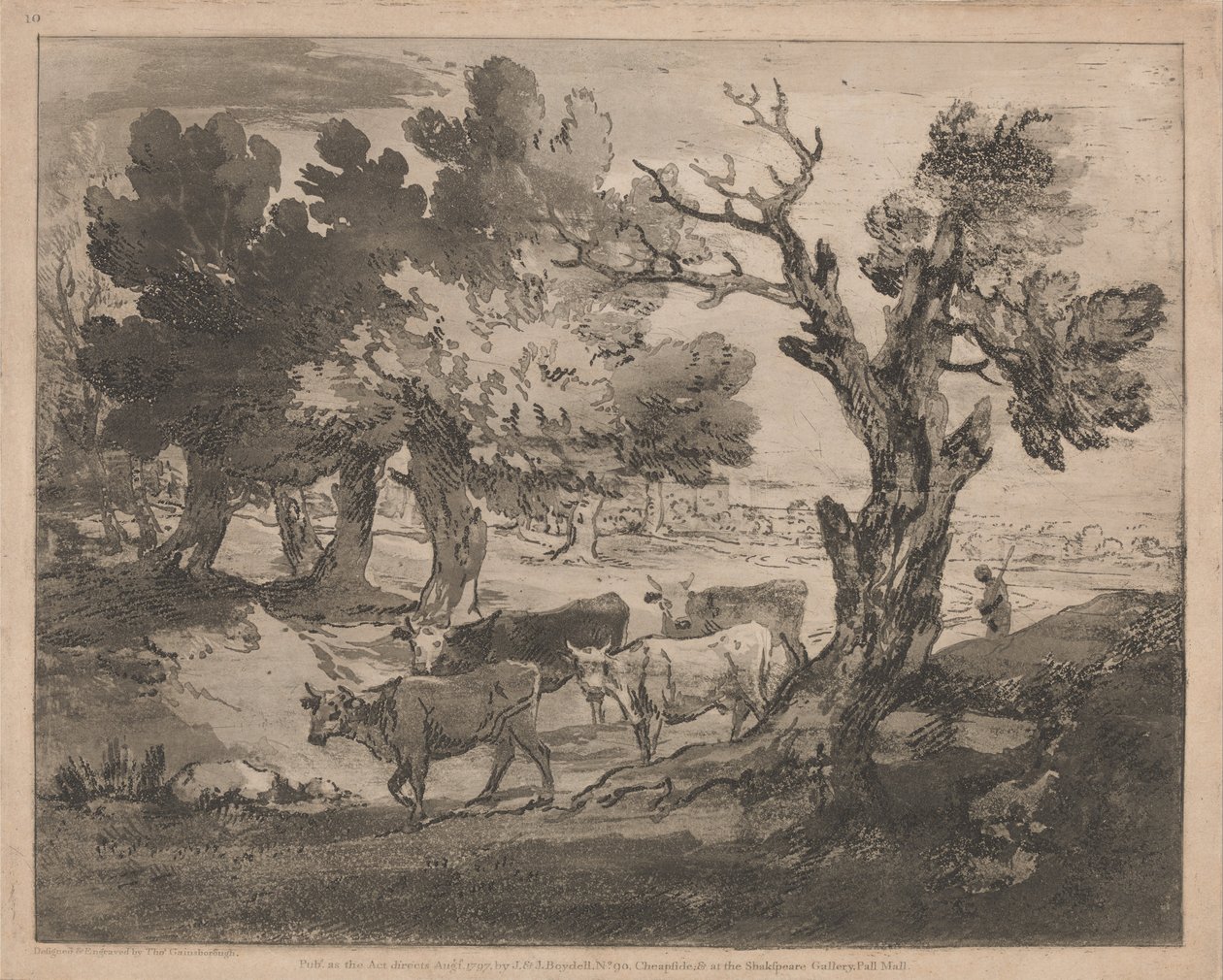 Çoban ve İnekler ile Ormanlık Peyzaj by Thomas Gainsborough