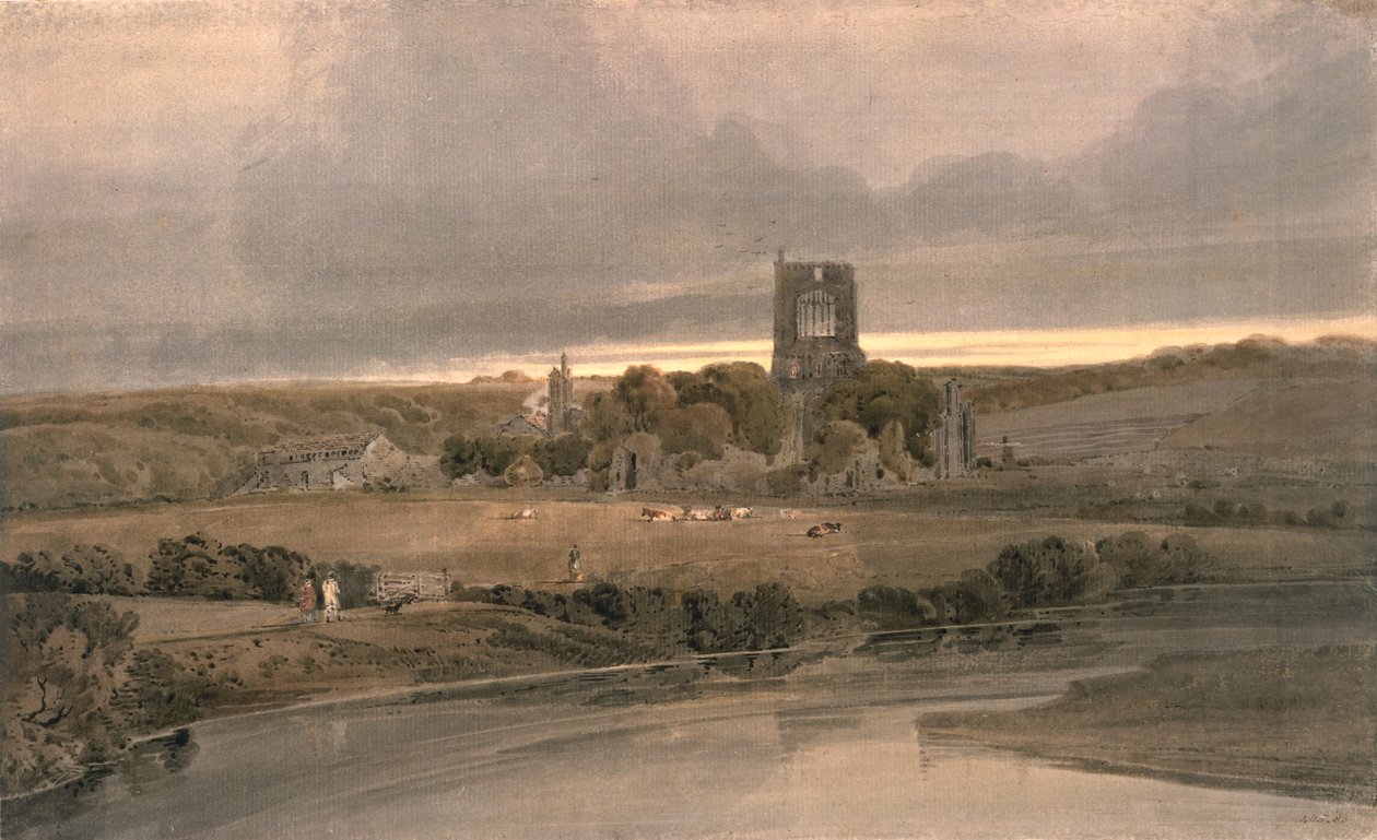 Kirkstall Manastırı, Yorkshire - Akşam by Thomas Girtin