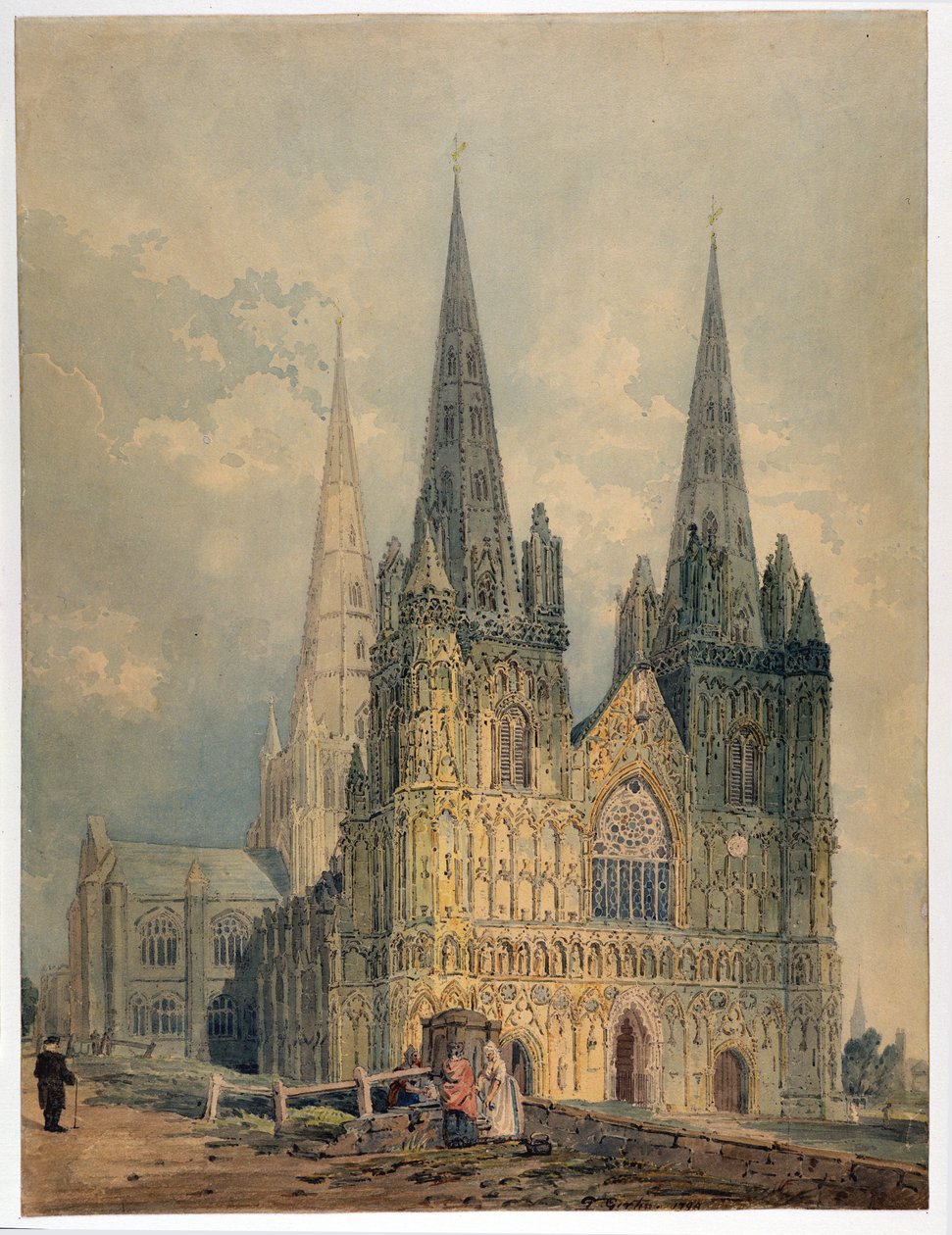 Lichfield Cathedral, Staffordshire, 1794 (wc over graphite on wove paper) by Thomas Girtin