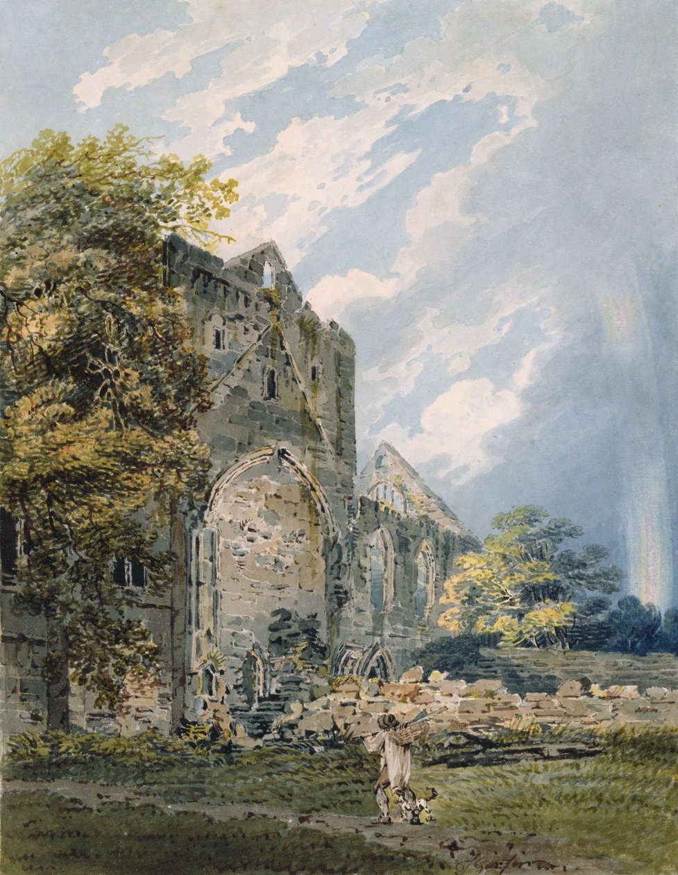 Pluscardine Abbey, Elgin, c.1793 (kağıt üzerinde kurşun kalem üzerinde wc) by Thomas Girtin