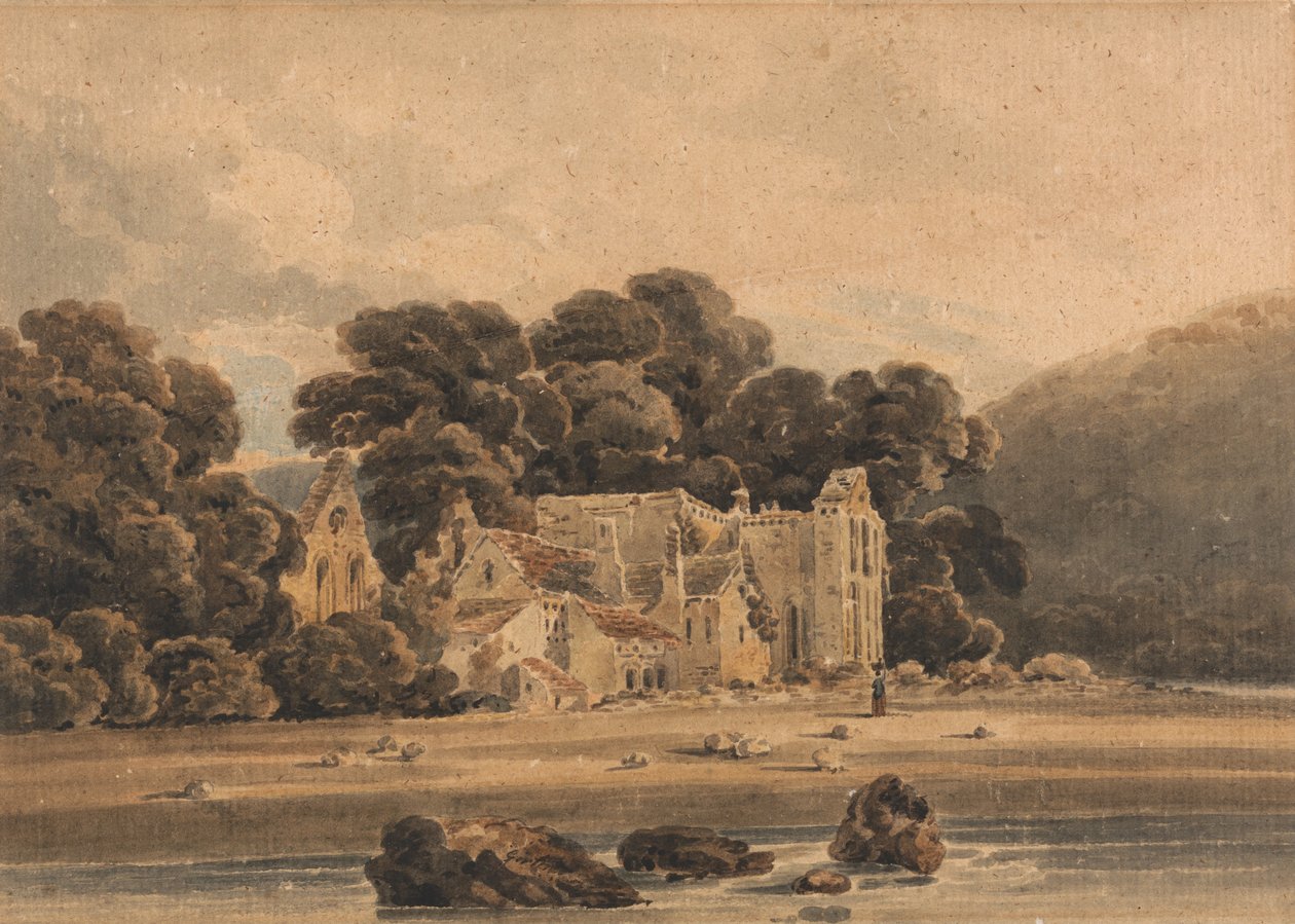 Llangollen yakınlarındaki Valle Crucis Manastırı by Thomas Girtin