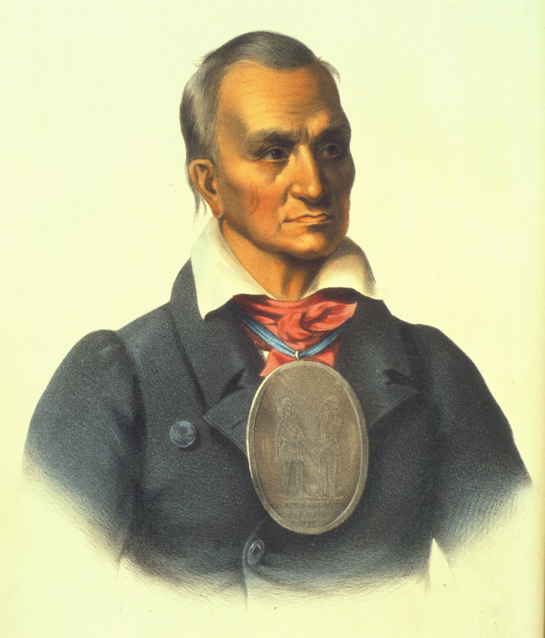 Red Jacket, bir Seneca savaş şefi, 1854 (el boyaması taş) by Thomas Loraine McKenney