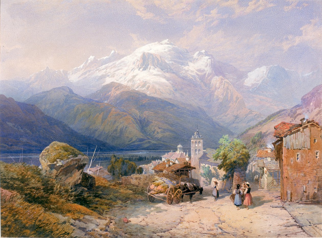 Bourg St Maurice, Savoy (kağıt üzerine gövde rengi ve sulu boya) by Thomas Miles II Richardson