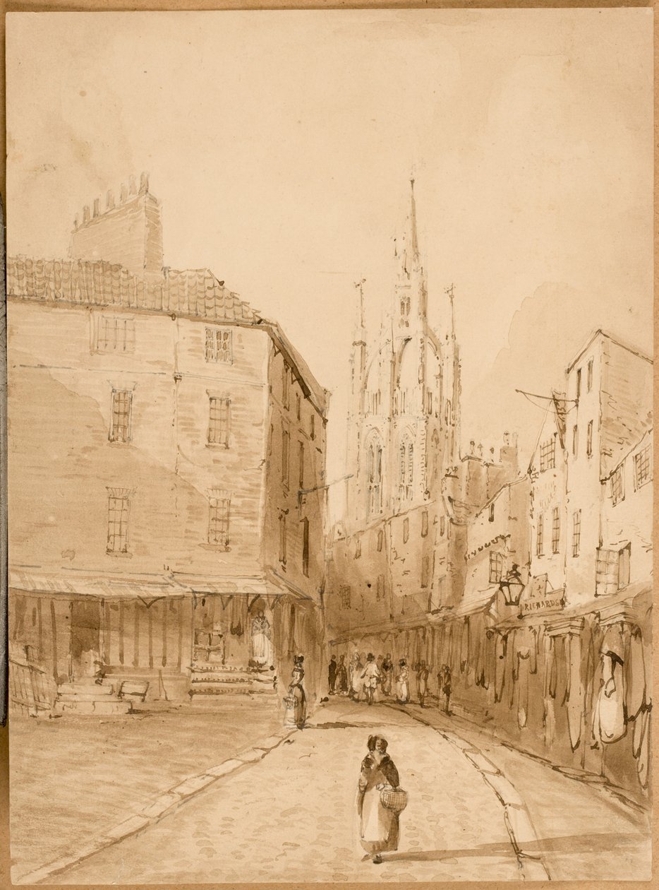 Castle Garth, Newcastle upon Tyne (kağıt üzerinde mürekkep ve kurşun kalem) by Thomas Miles Richardson