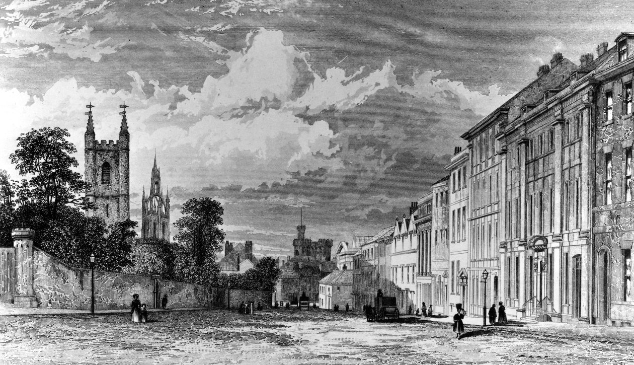 Westgate Caddesi, Newcastle-upon-Tyne, William Collard tarafından kazınmış, 1842 by Thomas Miles Richardson