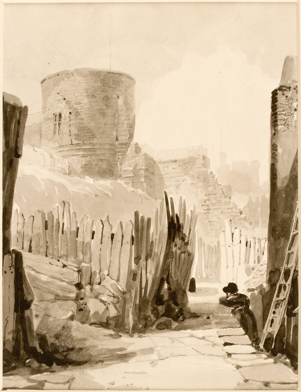 White Friar Tower, Newcastle upon Tyne (kağıt üzerine mürekkep (siyah) (kart üzerinde)) by Thomas Miles Richardson