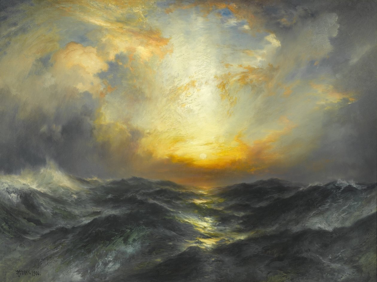 Denizde Gün Batımı, 1906 by Thomas Moran