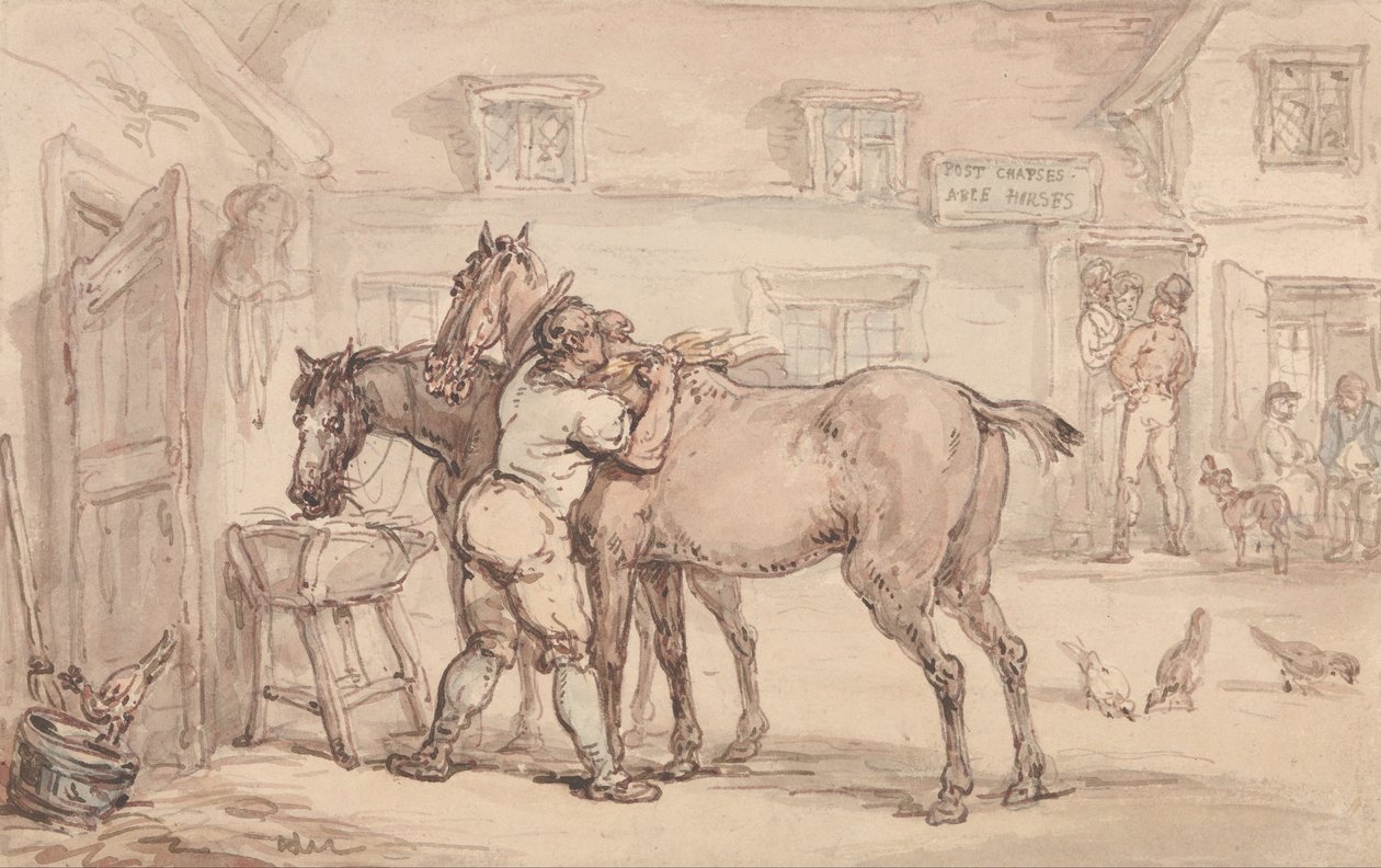Bir Görünüm Ahırı by Thomas Rowlandson