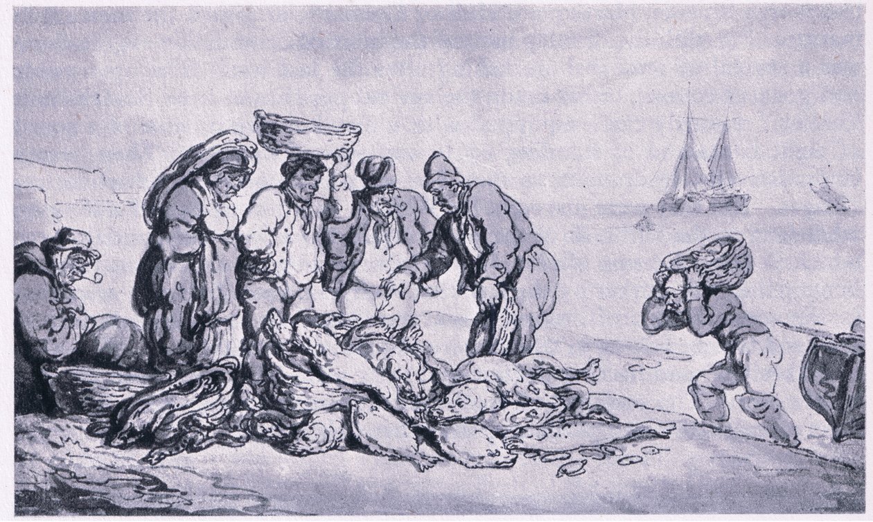 Grimsby: balık satmak by Thomas Rowlandson