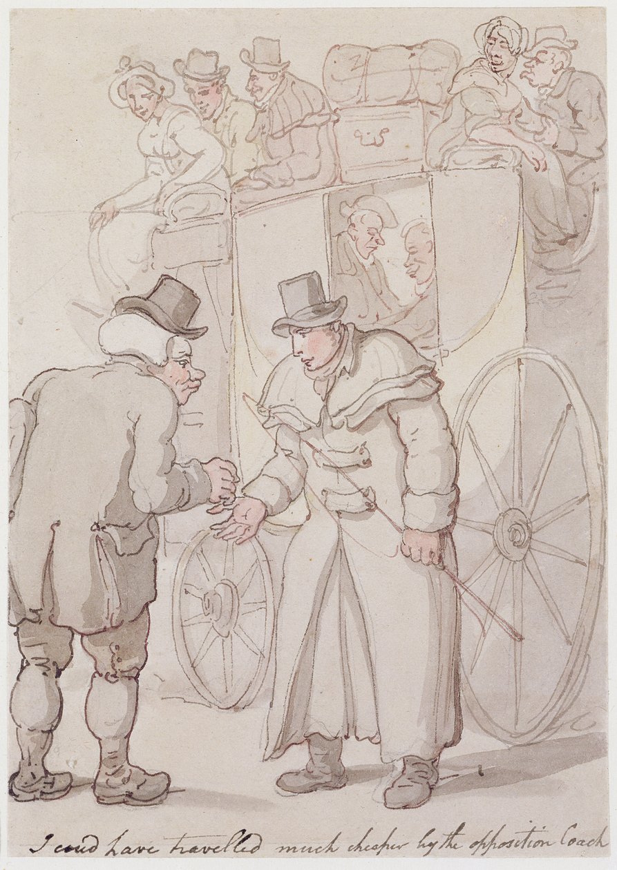 Rakip antrenörle çok daha ucuza seyahat edebilirdim (kalem & mürekkep, wc) by Thomas Rowlandson