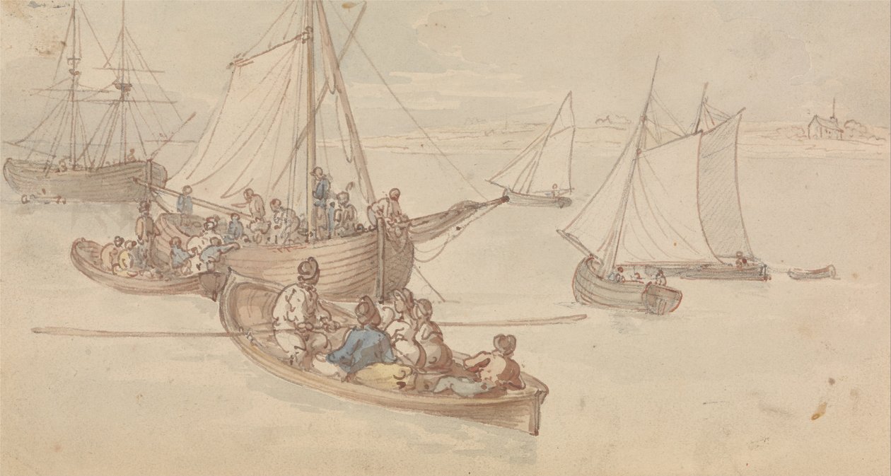 Bir Haliçte Eğlence Tekneleri by Thomas Rowlandson