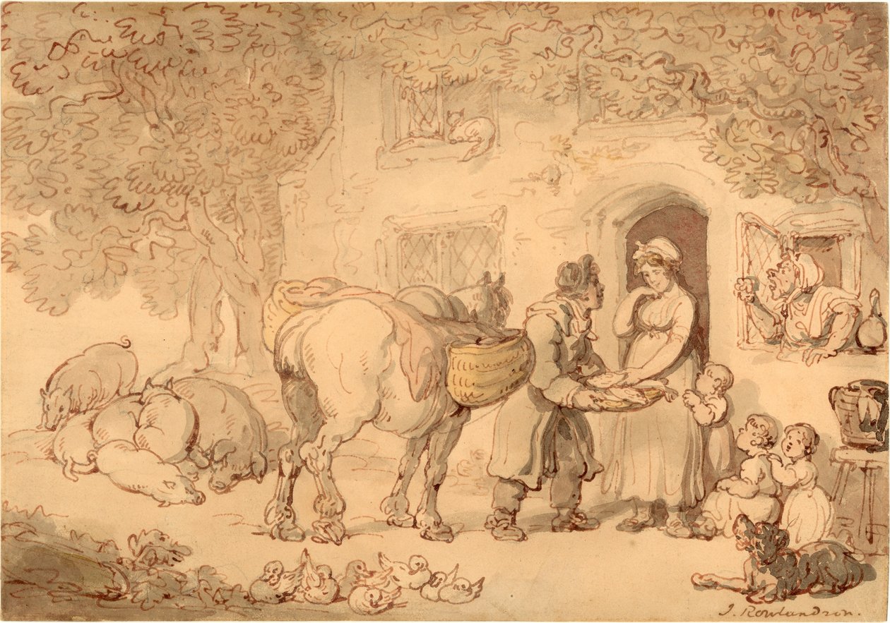 The Fishseller (kağıt üzerine mürekkep, kurşun kalem ve wc) by Thomas Rowlandson