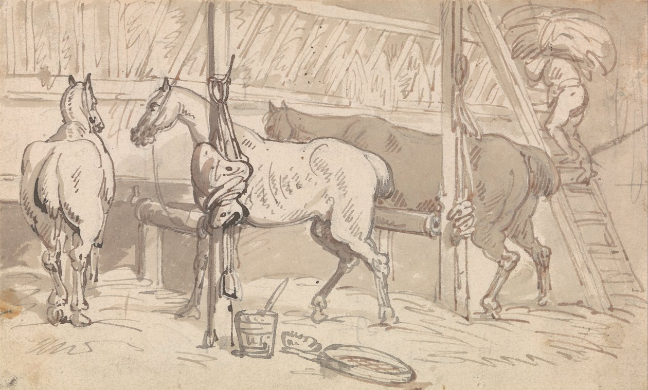 Ahırlarda Üç At by Thomas Rowlandson