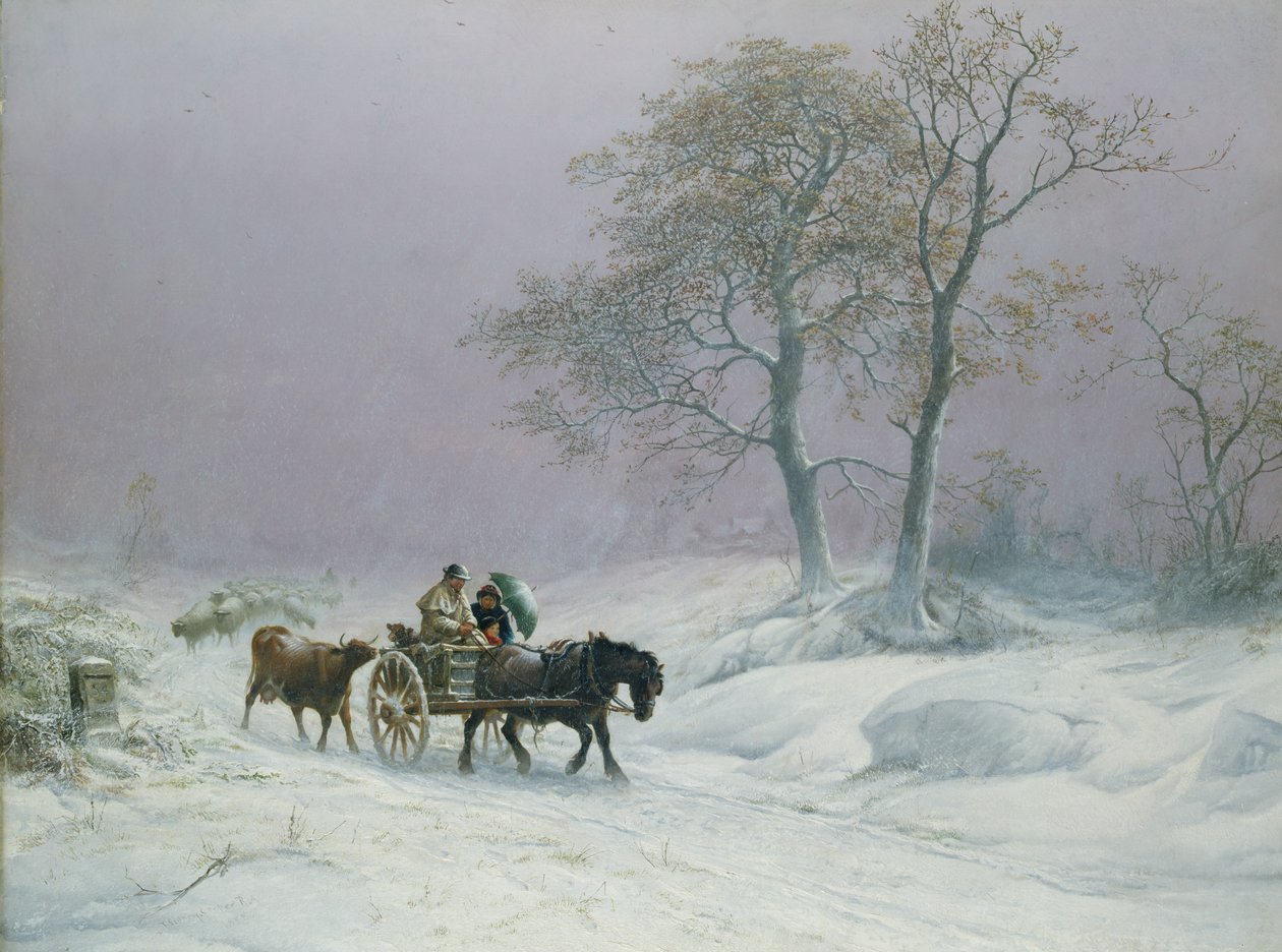 Pazara giden kış yolu (petrol) by Thomas Sidney Cooper