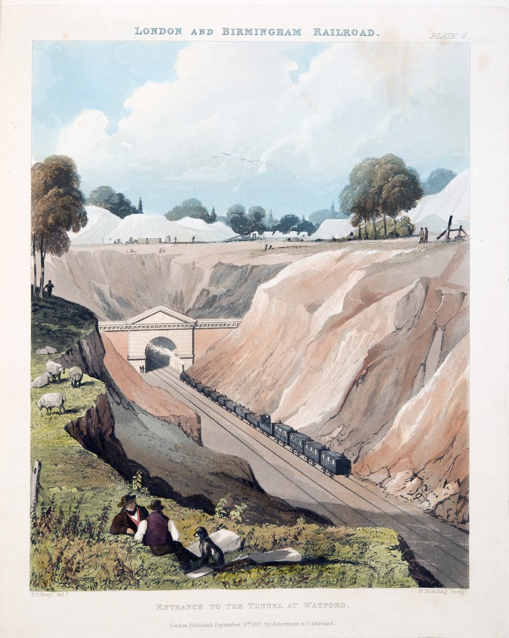 ವ್ಯಾಟ್ಫೋರ್ಡ್ನಲ್ಲಿ ಸುರಂಗದ ಪ್ರವೇಶ, 1837 (ಕೈ ಬಣ್ಣದ ಕೆತ್ತನೆ) ಟರ್ಕ್ by Thomas Talbot Bury