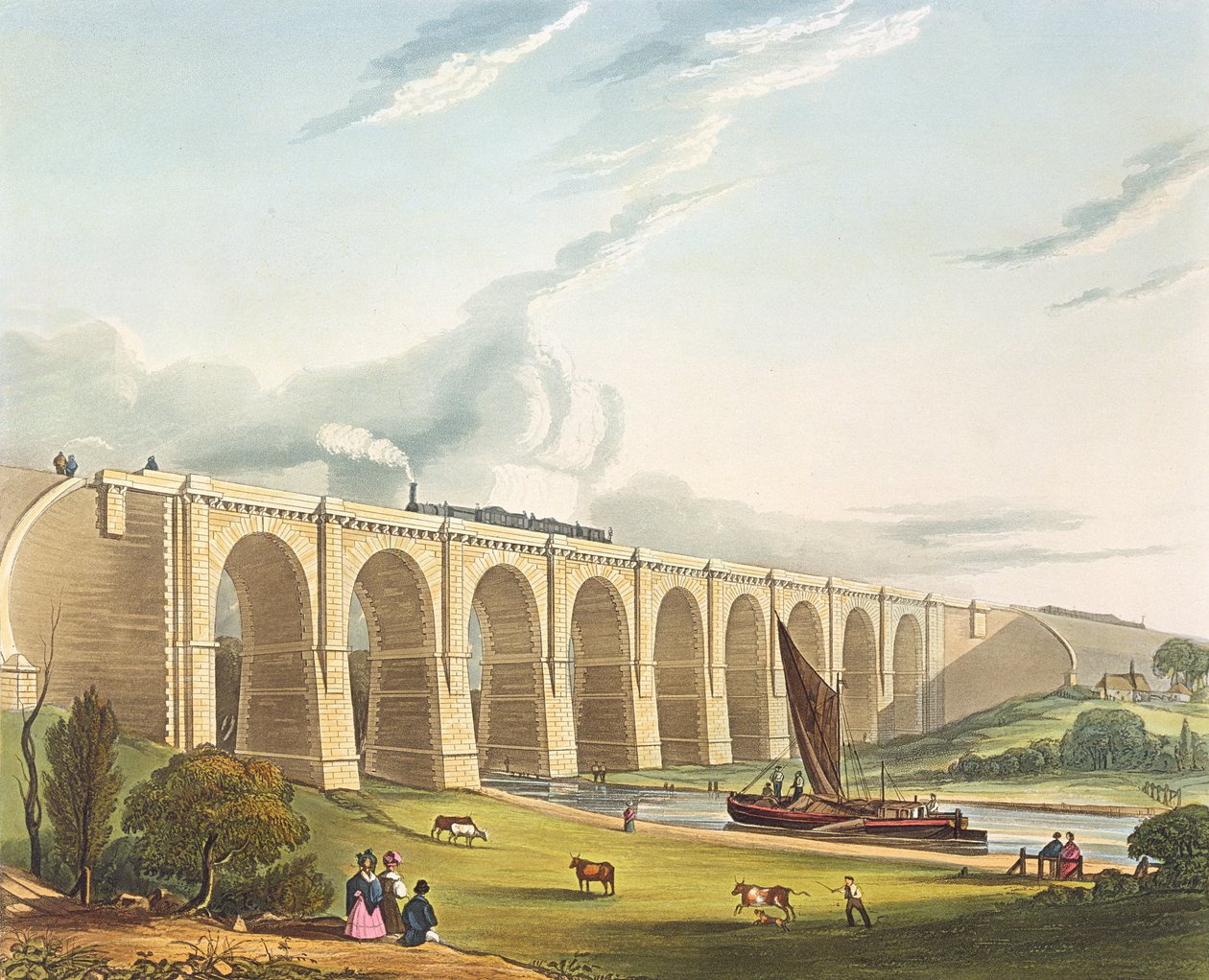 Sankey Vadisi boyunca viyadük, Henry Pyall (1795-1833), pub tarafından oyulmuş 