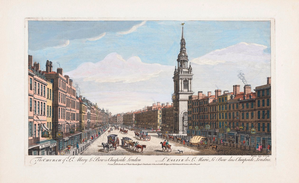 St, Mary le Bow Kilisesi, Londra by Thomas (after) Bowles