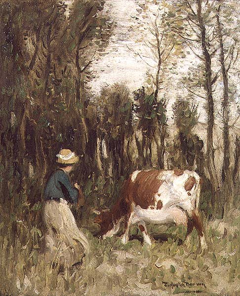 İnek süren kız by Thomas Austen Brown