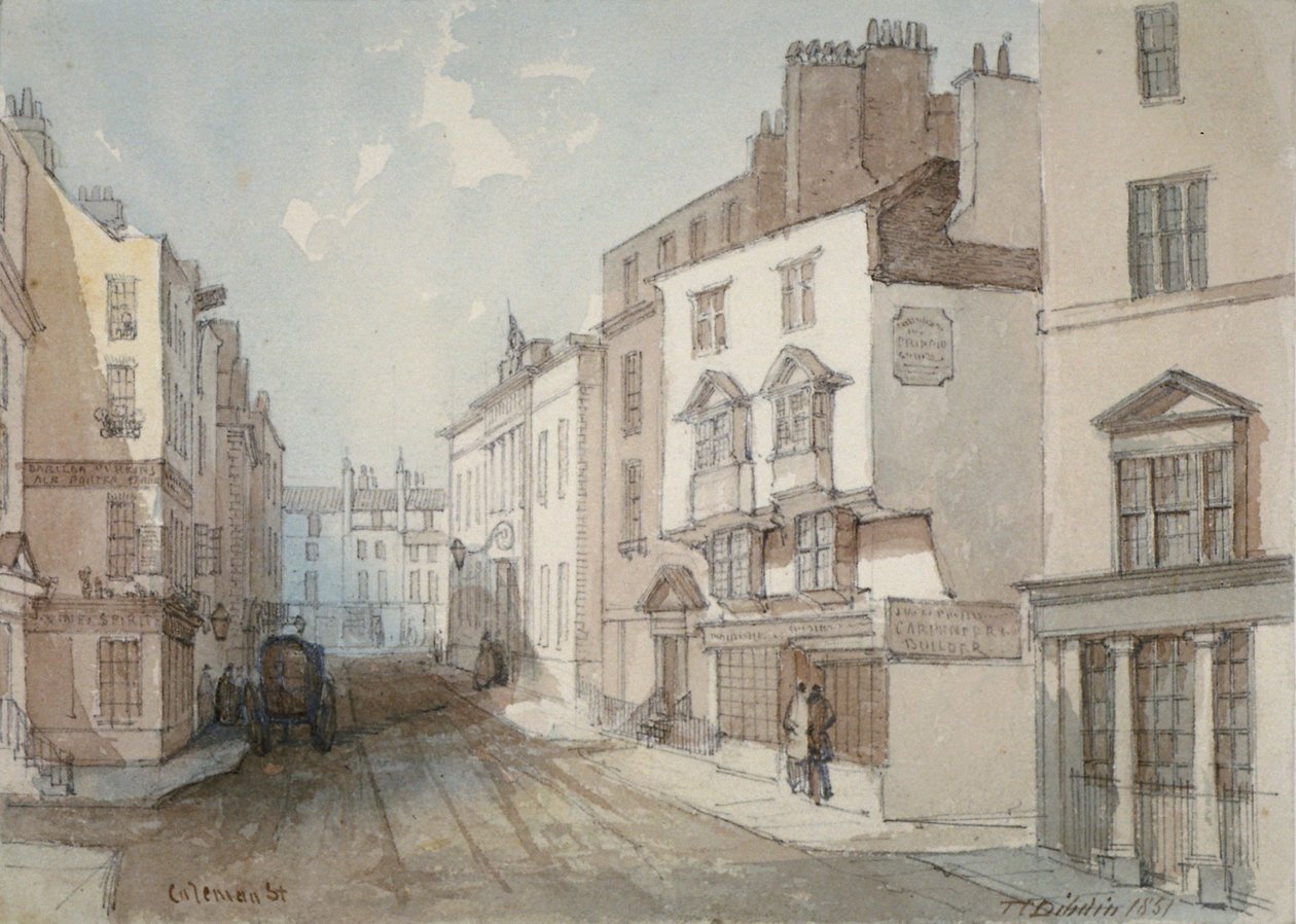 Coleman Caddesi, Londra Şehri, 1851. by Thomas Colman Dibdin