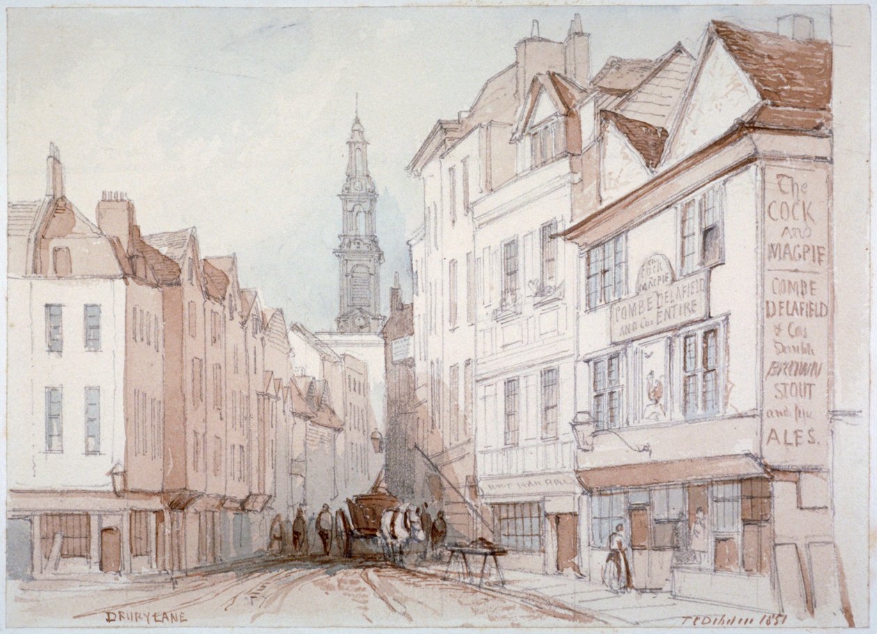 Drury Lane, Westminster, Londra, 1851 by Thomas Colman Dibdin