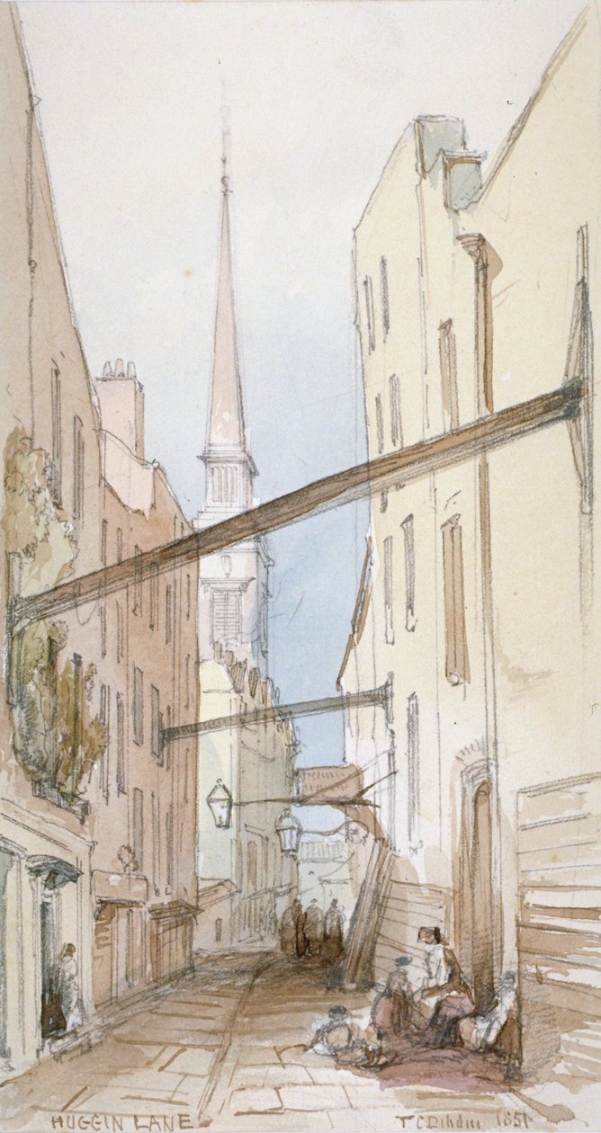 Huggin Lane, Londra Şehri, 1851 by Thomas Colman Dibdin