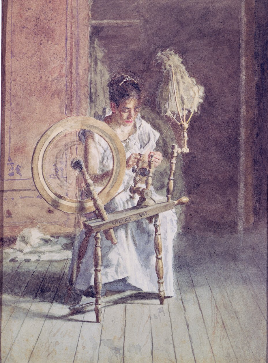 Eğirme, 1881 by Thomas Cowperthwait Eakins