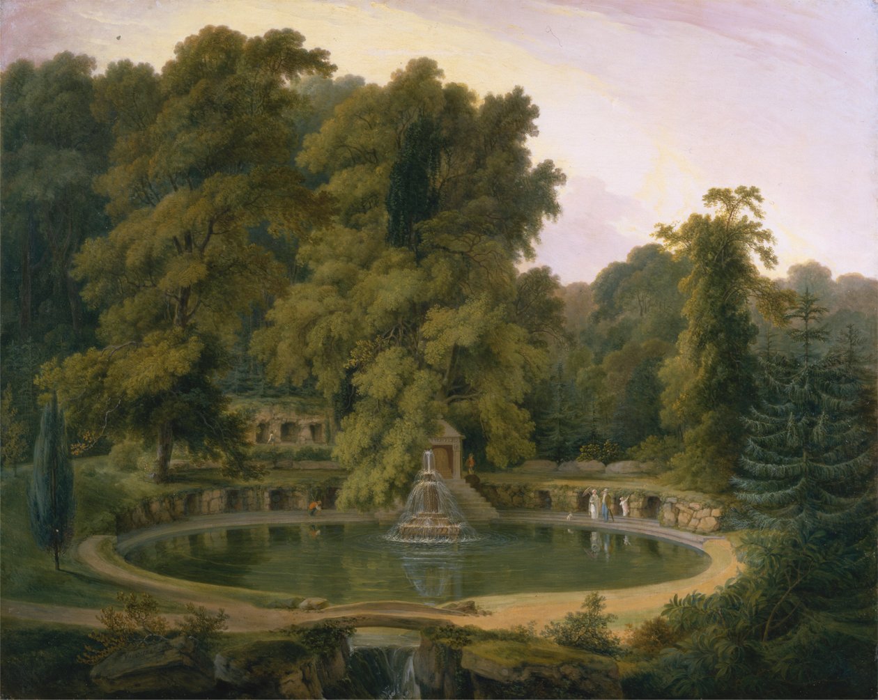 Sezincote Parkı'ndaki Tapınak, Çeşme ve Mağara by Thomas Daniell