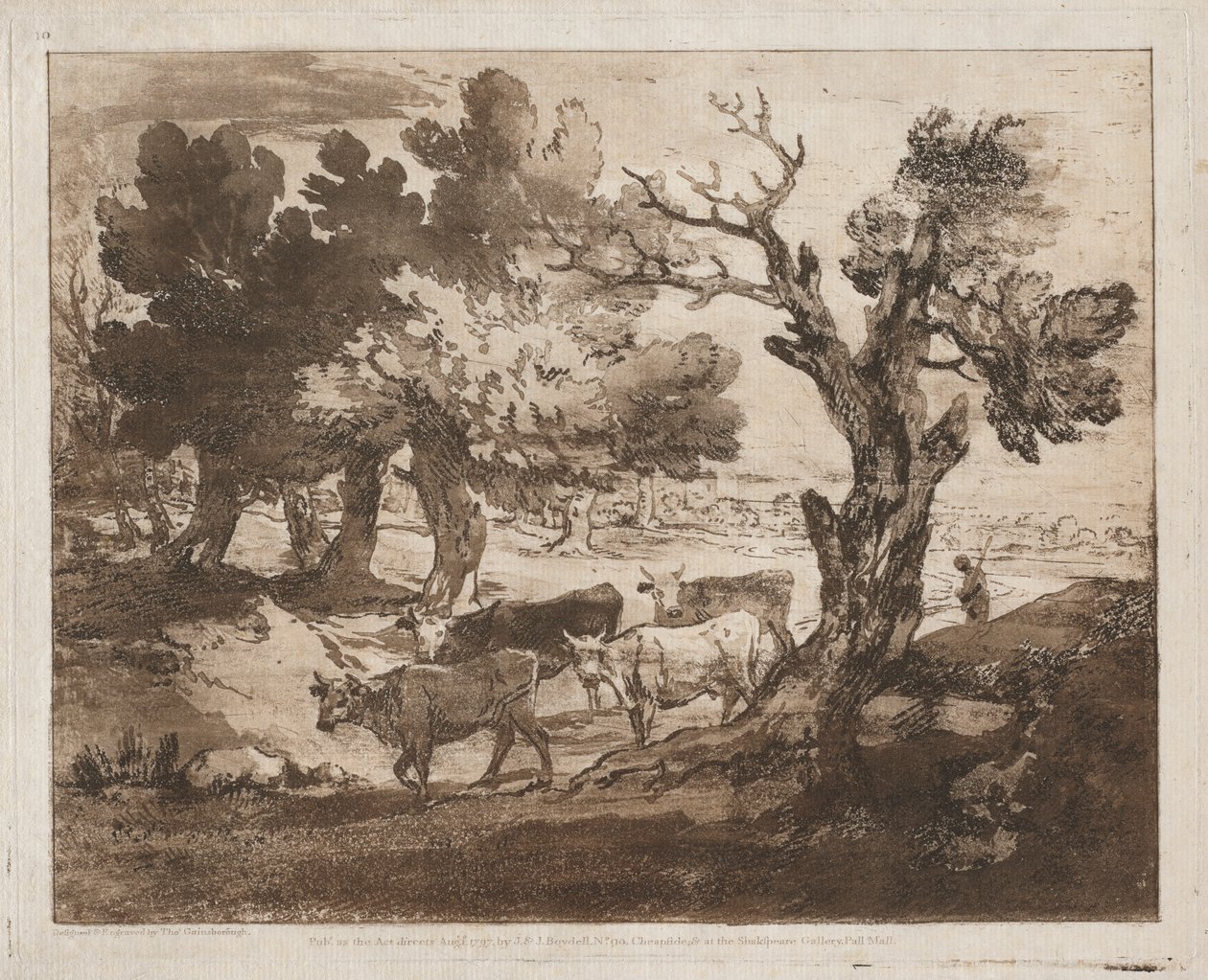 Çoban ve İnekler ile Ormanlık Peyzaj by Thomas Gainsborough