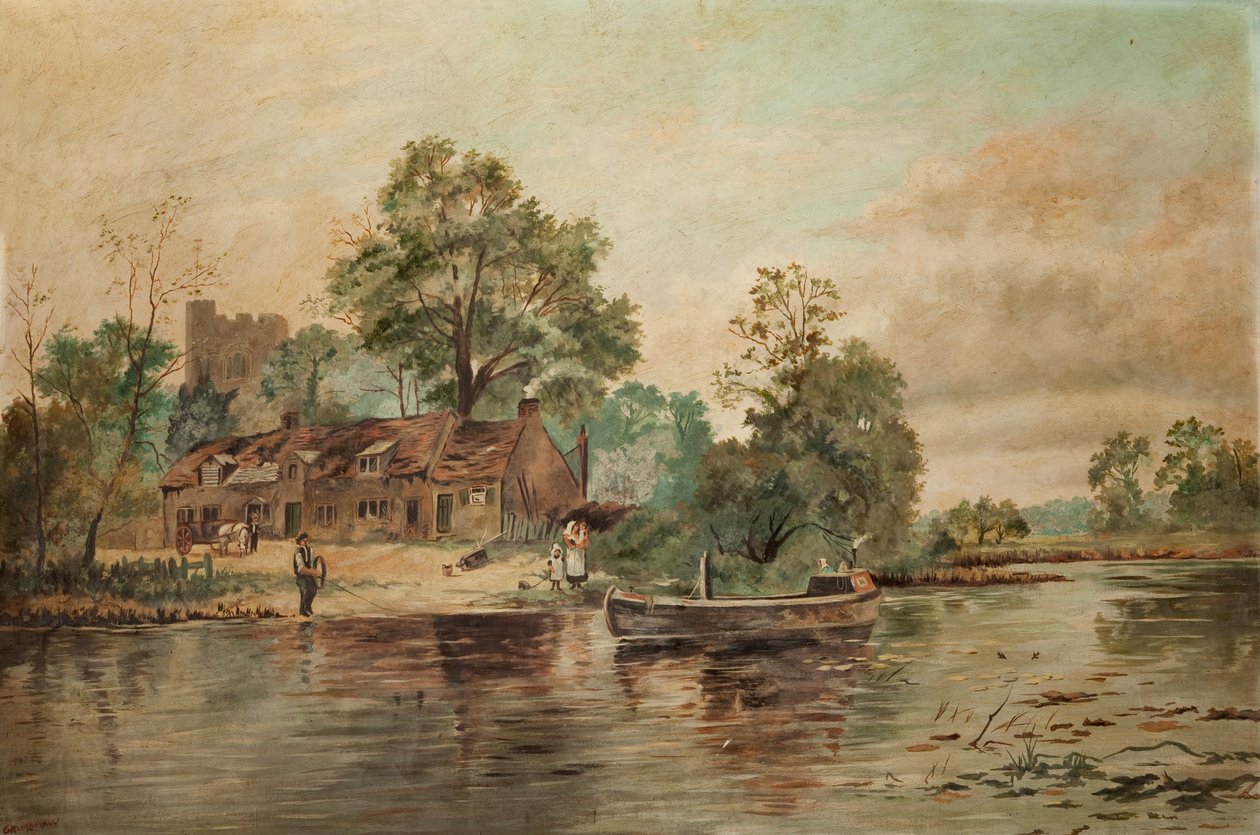 Bir Nehir Sahnesi by Thomas Grimshaw