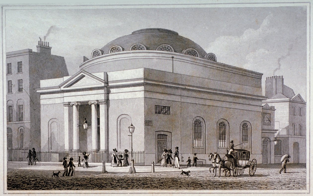 Albion Şapeli, Londra, c1827. by Thomas Hosmer Shepherd