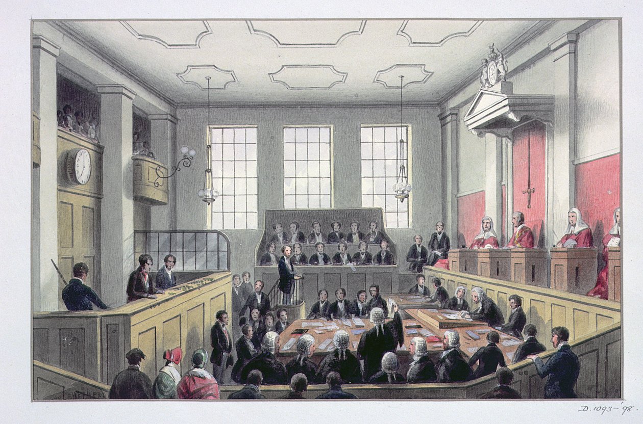 The Old Bailey, Londra (iç) by Thomas Hosmer Shepherd