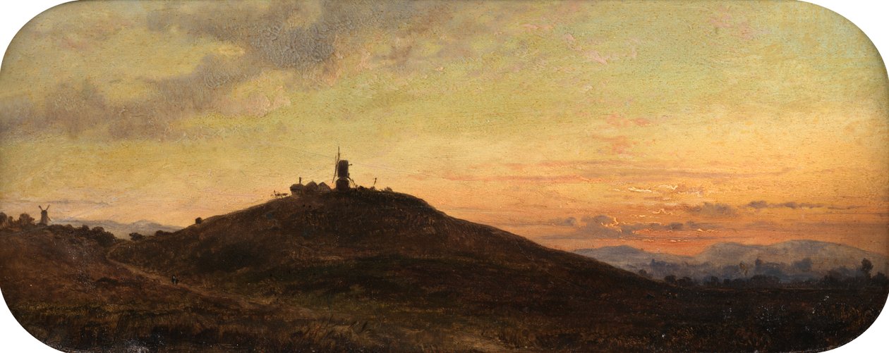 Gün batımında yel değirmeni (gemide yağ) by Thomas Jr. Whittle