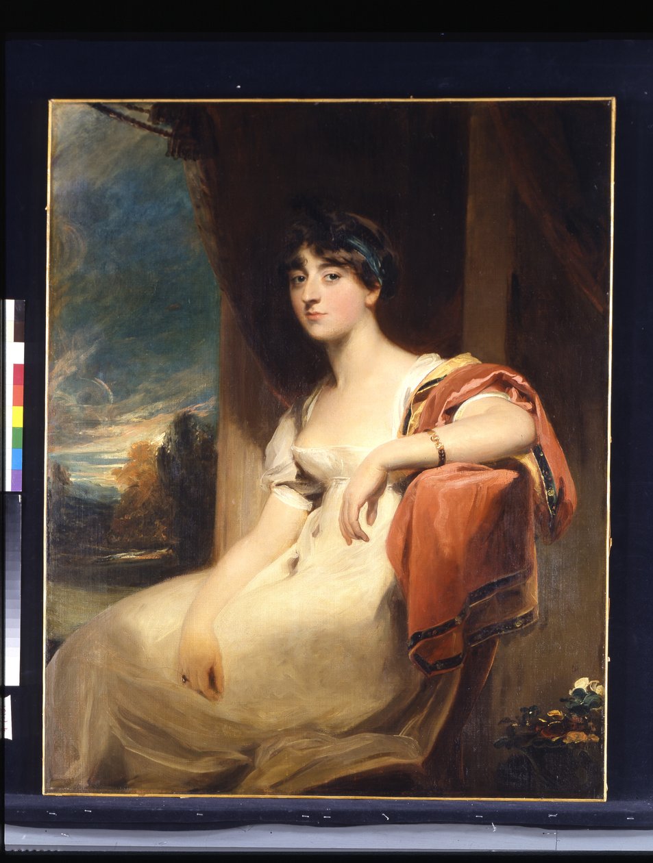 Bayan Harriet Clements (tuval üzerine yağlıboya) by Thomas Lawrence