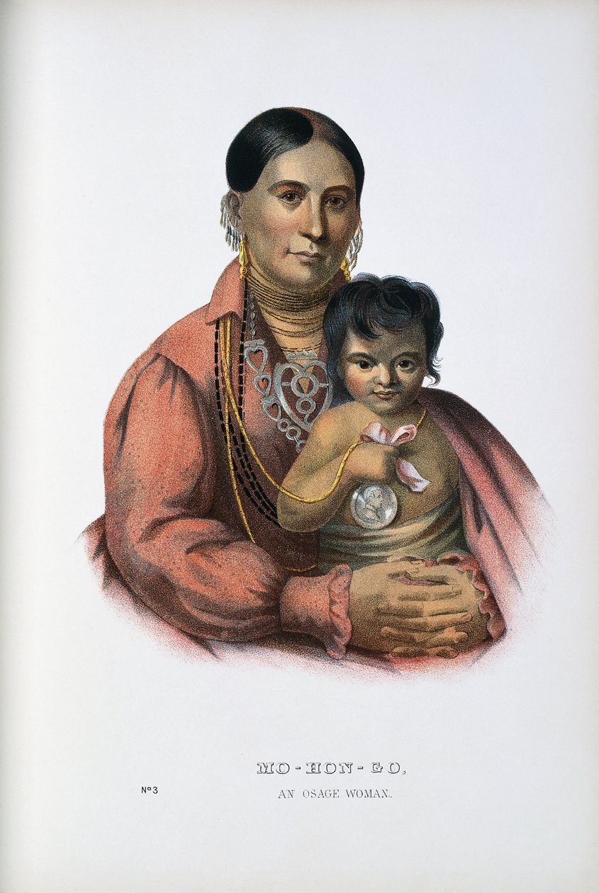 Do-Hon-Go, Bir Osage Kadını by Thomas Loraine (after) McKenney