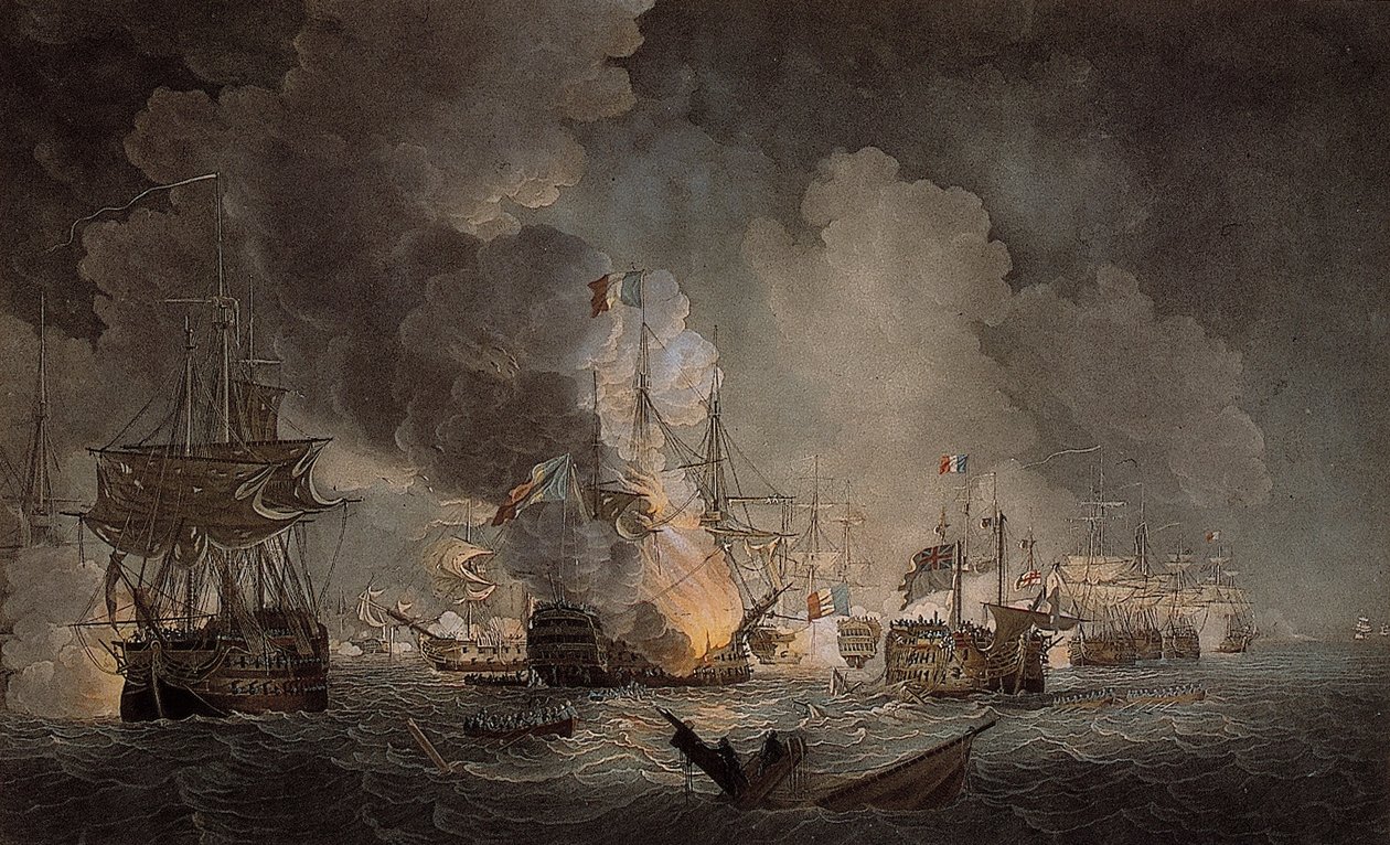 Nil Savaşı (renkli aquatint) by Thomas Luny