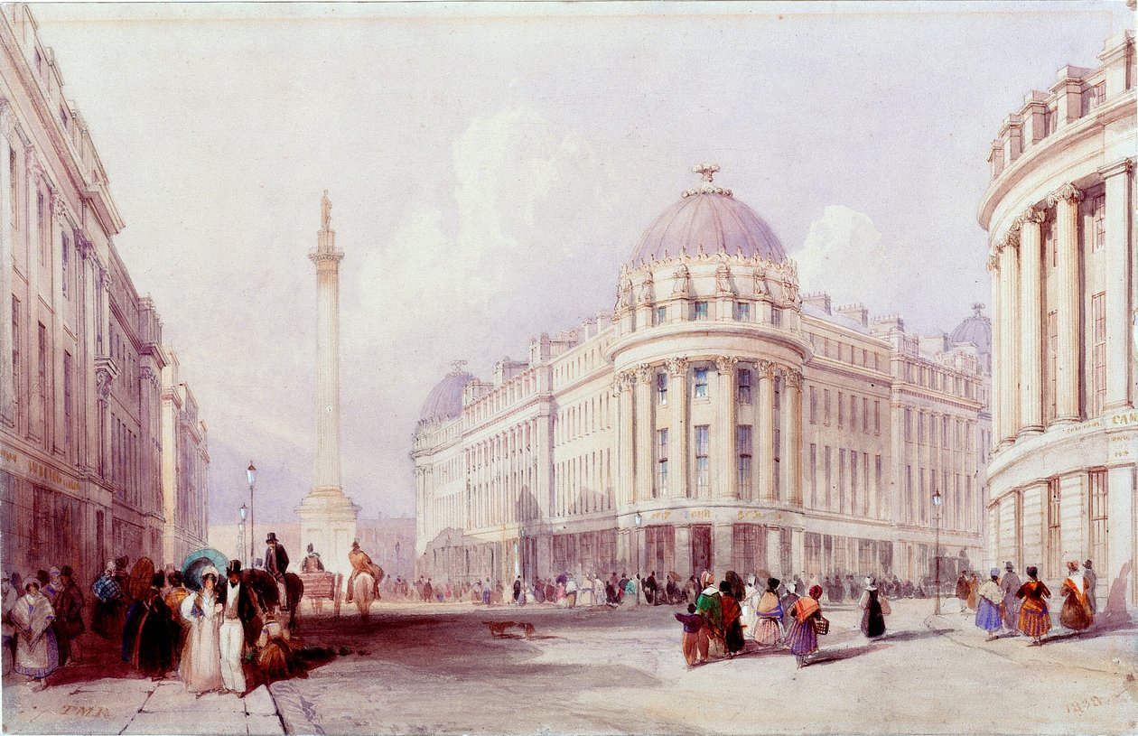 Grainger Street, Newcastle upon Tyne (gövde rengi) by Thomas Miles Richardson