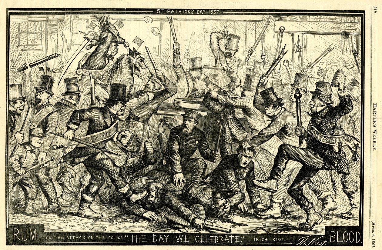 ಸೇಂಟ್ ಪ್ಯಾಟ್ರಿಕ್ಸ್ ಡೇ, 1867 (ಮರದ ಕೆತ್ತನೆ) ಟರ್ಕ್ by Thomas Nast