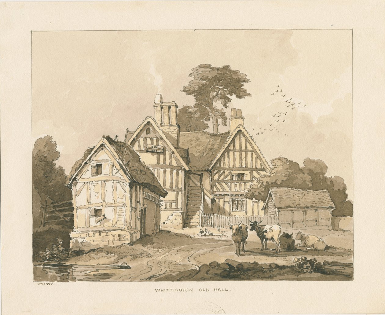 Whittington Hall: kalem ve yıkama çizimi by Thomas Peploe Wood
