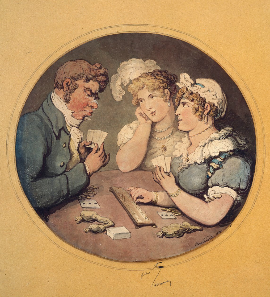 Bir Cribbage Oyunu, 1818 by Thomas Rowlandson