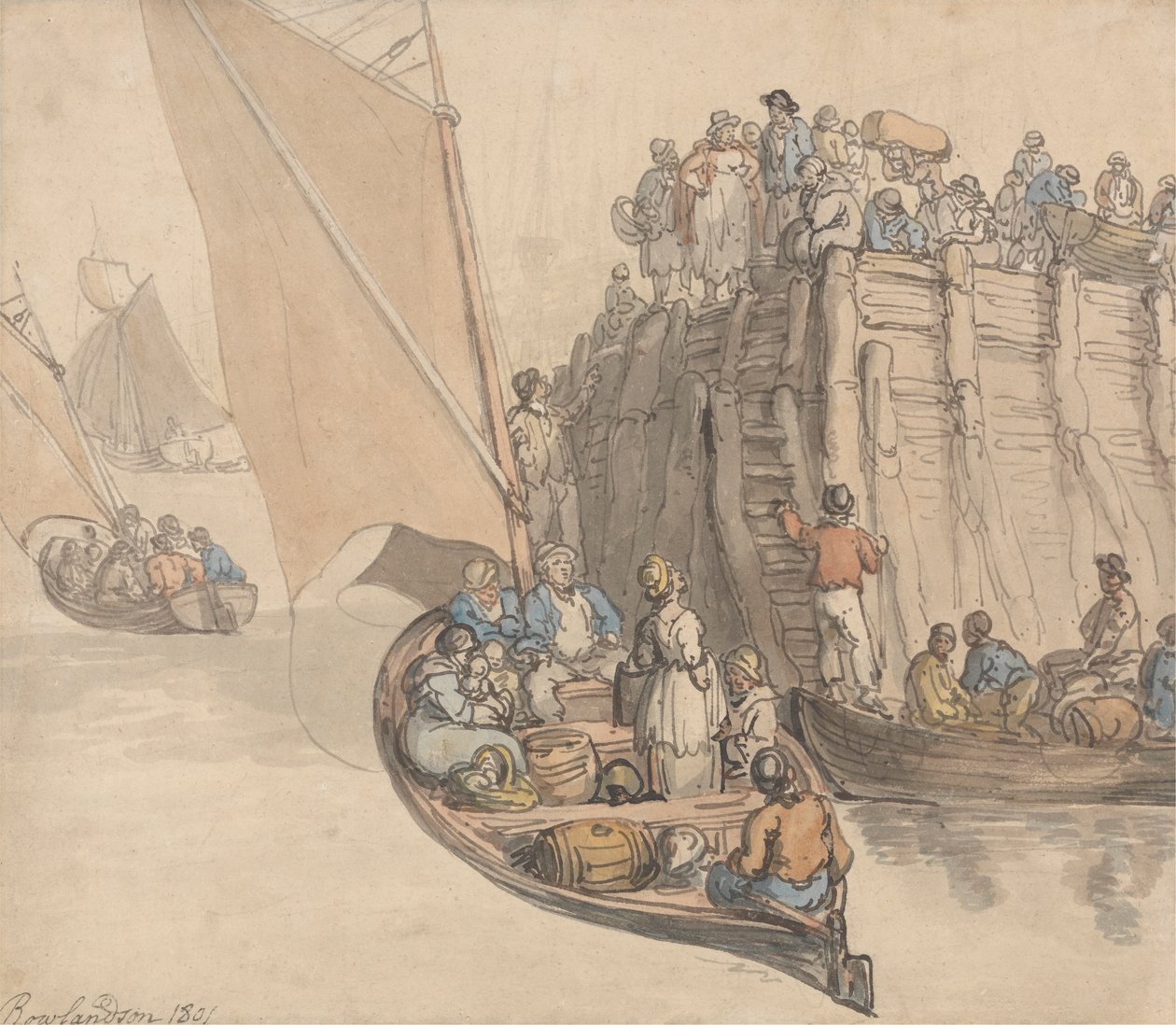 Amsterdam'da Bir İskele by Thomas Rowlandson