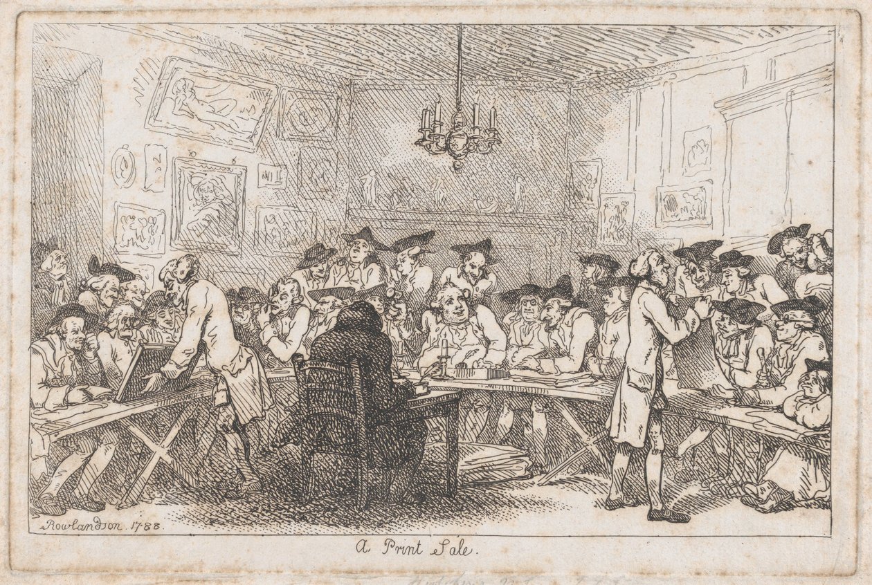 Bir Baskı Satışı--Bir Gece Müzayedesi, 1788., 1788. by Thomas Rowlandson