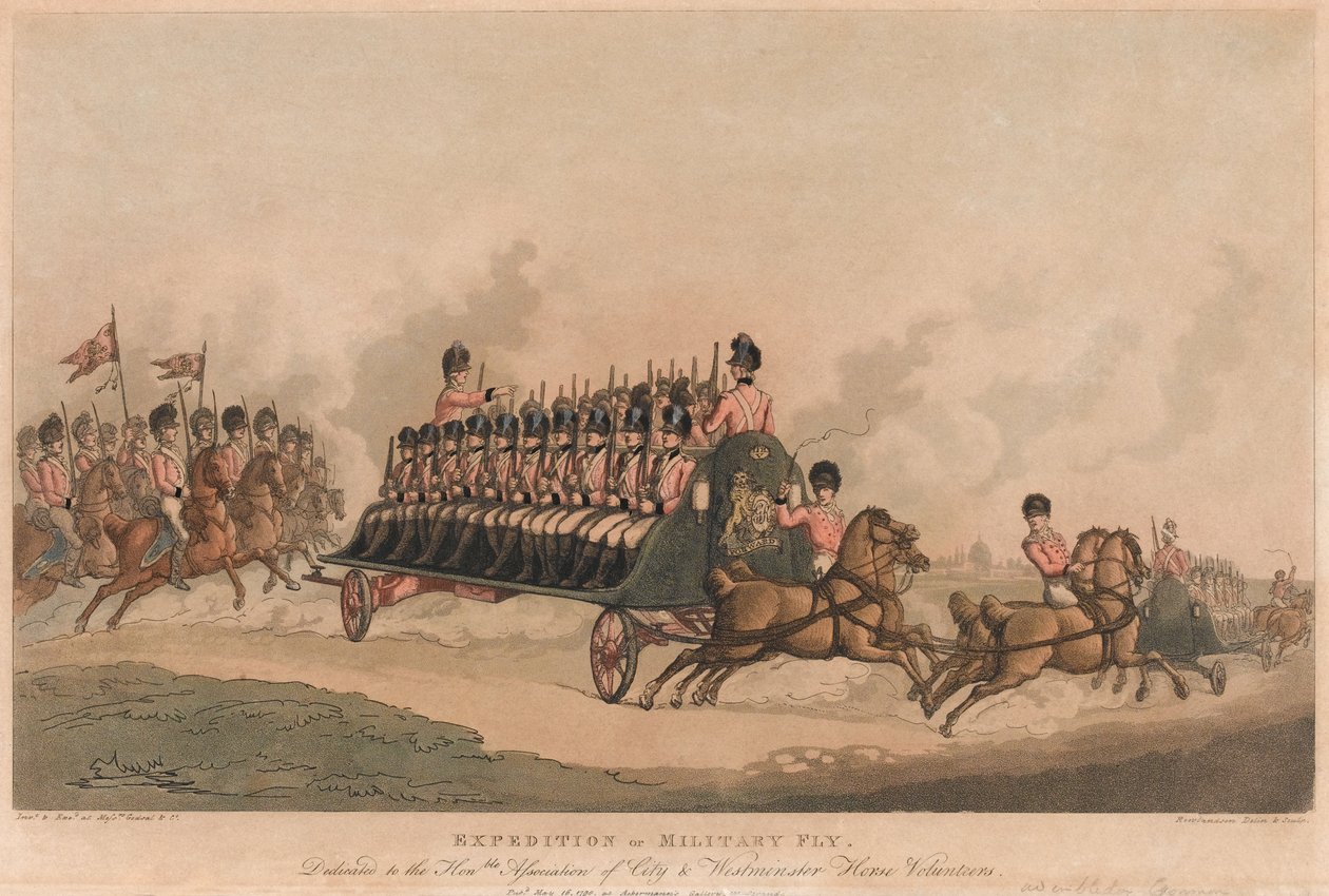 'Askeri Uçuş Seferi' (aquatint, renkli) by Thomas Rowlandson