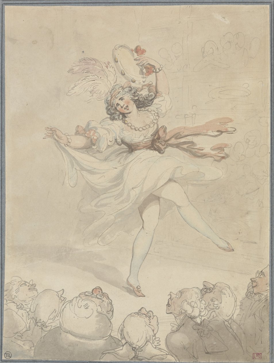 Tef ile kadın dansçı by Thomas Rowlandson