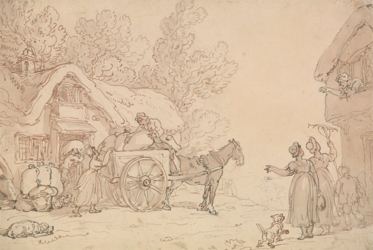 Çuvalları Sepete Yükleme by Thomas Rowlandson