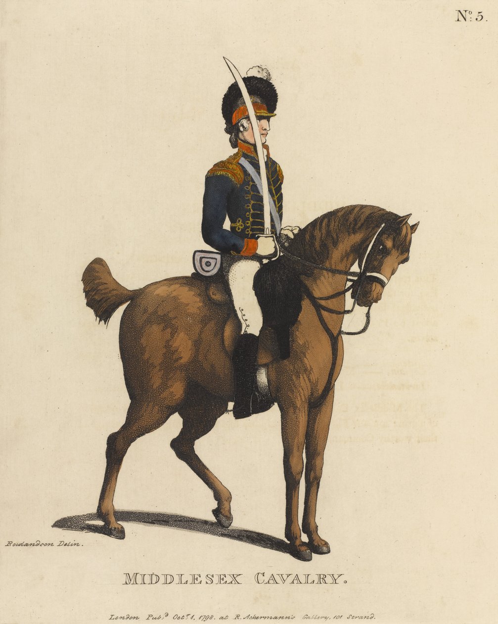Middlesex Süvari (renkli aquatint) by Thomas Rowlandson