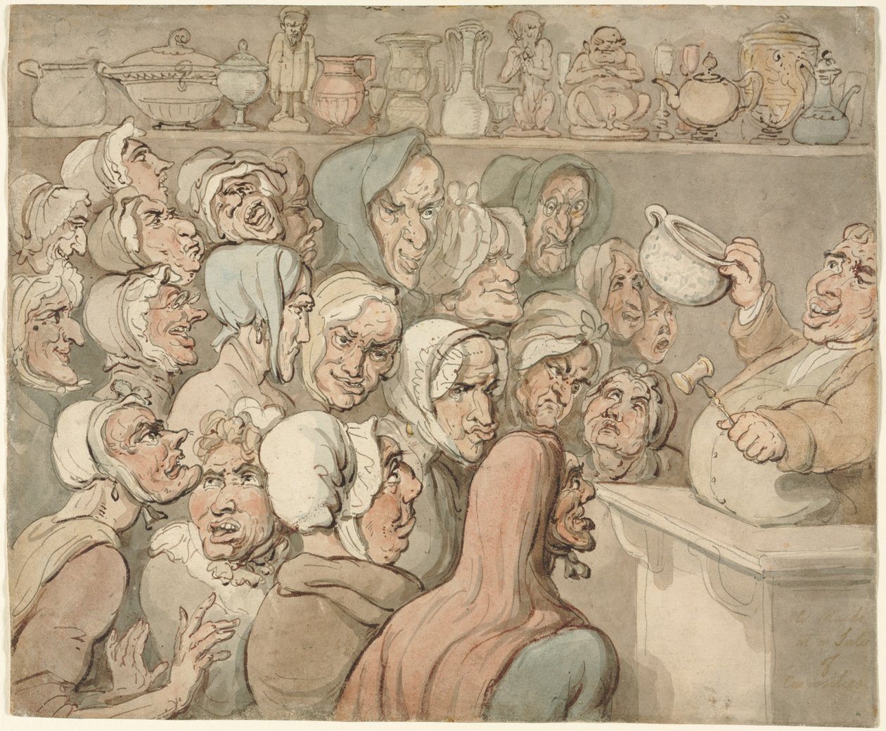 Merak Satışında Yaşlı Hizmetçiler. by Thomas Rowlandson