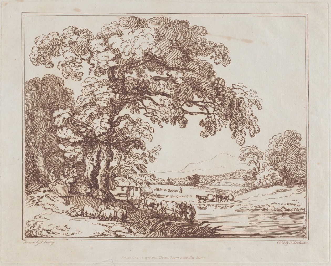 Pastoral Nehir Kenarı Sahnesi, 1789., 1789. by Thomas Rowlandson